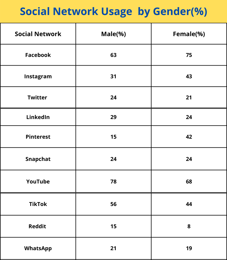 social media users by gender