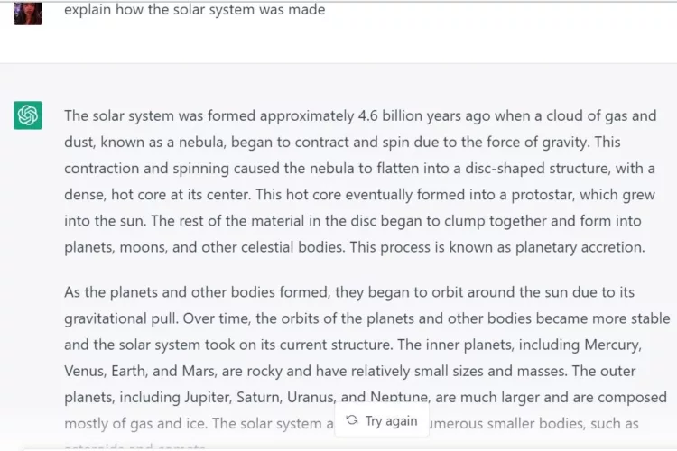 Explain how the solar system was made